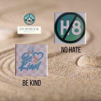 Novelty Magnets  - Awareness, Support, Kindness, Friendship and Positivity - 2" x 2"ed Magnets