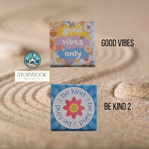 Novelty Magnets  - Awareness, Support, Kindness, Friendship and Positivity - 2" x 2"ed Magnets